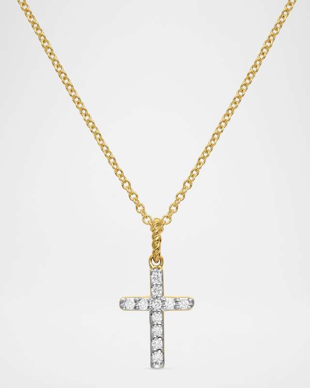Cable Collectibles Cross Necklace with Diamonds in Gold on Cha